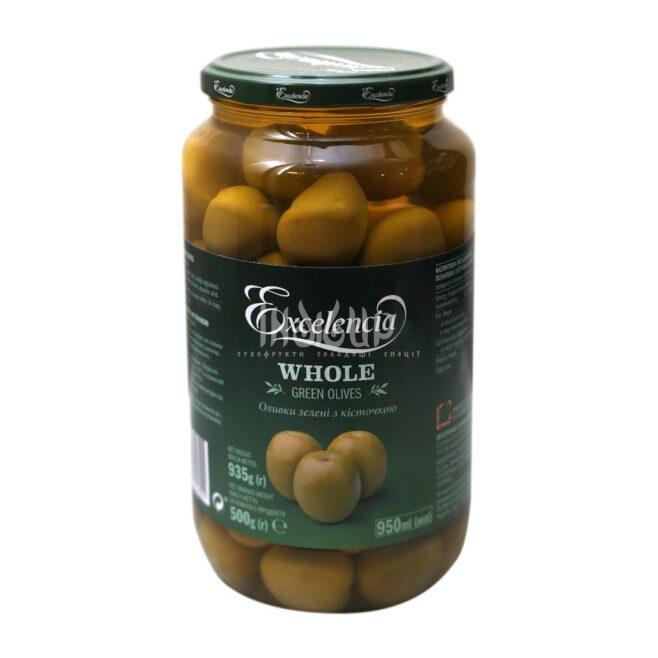 Зелені оливки Excelencia з кісточкою 500 г
